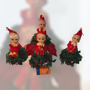 Vintage Christmas Elf Ornamentals you get All 4